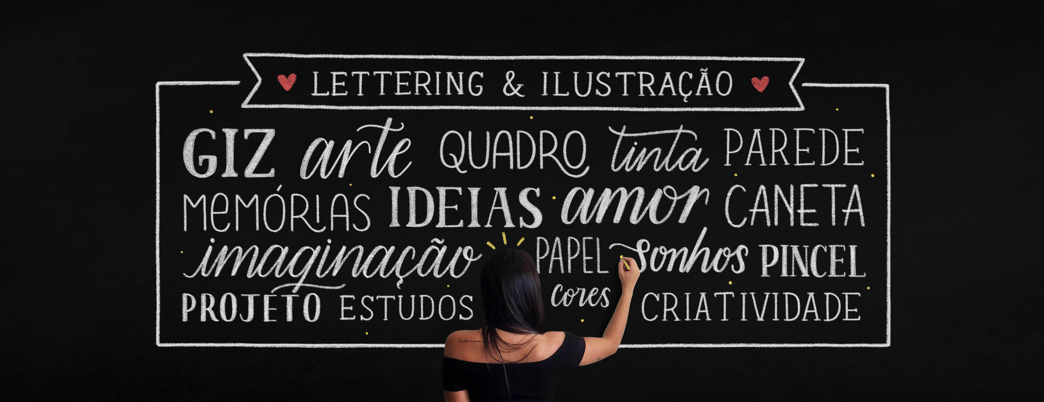 Mural de lettering feito pela artista